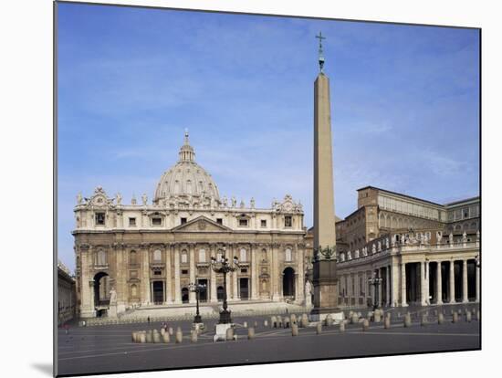 St. Peter's and St. Peter's Square, Vatican, Rome, Lazio, Italy-Peter Scholey-Mounted Photographic Print