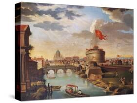 St Peter's Basilica and Castle Sant'Angelo in Rome-null-Stretched Canvas