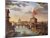 St Peter's Basilica and Castle Sant'Angelo in Rome-null-Mounted Giclee Print