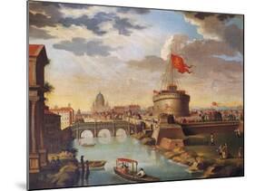 St Peter's Basilica and Castle Sant'Angelo in Rome-null-Mounted Giclee Print