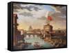 St Peter's Basilica and Castle Sant'Angelo in Rome-null-Framed Stretched Canvas