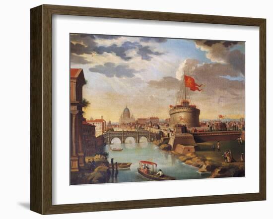 St Peter's Basilica and Castle Sant'Angelo in Rome-null-Framed Giclee Print