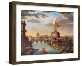 St Peter's Basilica and Castle Sant'Angelo in Rome-null-Framed Giclee Print