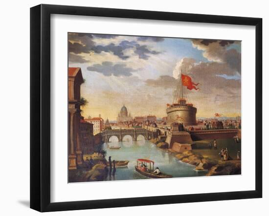 St Peter's Basilica and Castle Sant'Angelo in Rome-null-Framed Giclee Print