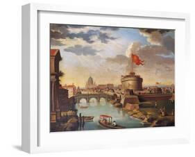 St Peter's Basilica and Castle Sant'Angelo in Rome-null-Framed Giclee Print