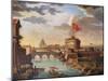 St Peter's Basilica and Castle Sant'Angelo in Rome-null-Mounted Giclee Print