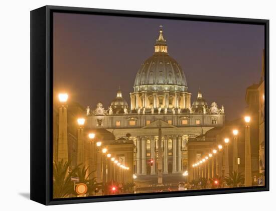 St. Peter's Basilica and Conciliazione Street, Rome, Lazio, Italy, Europe-Marco Cristofori-Framed Stretched Canvas