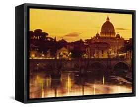 St Peter's Basilica and Ponte Saint Angelo, Rome, Italy-Doug Pearson-Framed Stretched Canvas