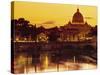 St Peter's Basilica and Ponte Saint Angelo, Rome, Italy-Doug Pearson-Stretched Canvas