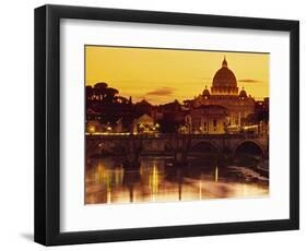 St Peter's Basilica and Ponte Saint Angelo, Rome, Italy-Doug Pearson-Framed Photographic Print