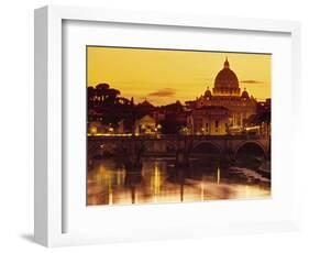 St Peter's Basilica and Ponte Saint Angelo, Rome, Italy-Doug Pearson-Framed Photographic Print