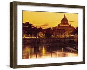 St Peter's Basilica and Ponte Saint Angelo, Rome, Italy-Doug Pearson-Framed Photographic Print