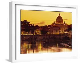 St Peter's Basilica and Ponte Saint Angelo, Rome, Italy-Doug Pearson-Framed Photographic Print