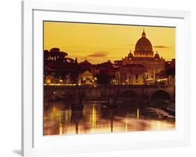 St Peter's Basilica and Ponte Saint Angelo, Rome, Italy-Doug Pearson-Framed Photographic Print