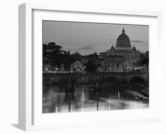 St Peter's Basilica and Ponte Saint Angelo, Rome, Italy-Doug Pearson-Framed Photographic Print