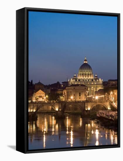 St Peter's Basilica and Ponte Sant'Angelo, Rome, Italy-Michele Falzone-Framed Stretched Canvas