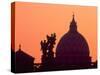 St. Peter's Basilica and Statues on Ponte St. Angelo, Vatican, Rome, Italy-David Barnes-Stretched Canvas