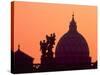 St. Peter's Basilica and Statues on Ponte St. Angelo, Vatican, Rome, Italy-David Barnes-Stretched Canvas