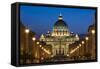 St Peter's Basilica at Dusk, Vatican City, Rome, Italy-David Clapp-Framed Stretched Canvas