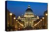 St Peter's Basilica at Dusk, Vatican City, Rome, Italy-David Clapp-Stretched Canvas