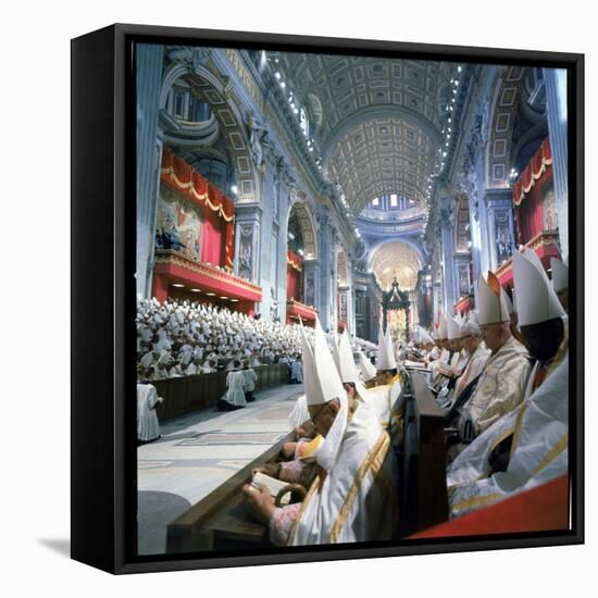 St. Peter's Basilica During the 2nd Vatican Ecumenical Council of the Roman Catholic Church-Hank Walker-Framed Stretched Canvas