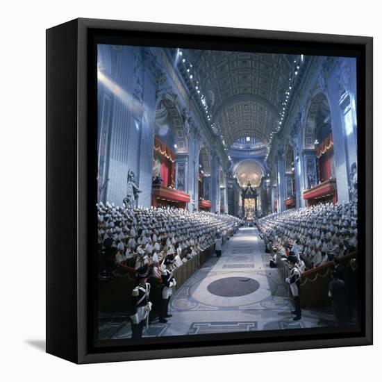 St. Peter's Basilica During the 2nd Vatican Ecumenical Council of the Roman Catholic Church-Hank Walker-Framed Stretched Canvas