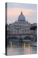 St. Peter's Basilica, the River Tiber and Ponte Sant'Angelo at Dusk, Rome, Lazio, Italy-Stuart Black-Stretched Canvas