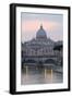 St. Peter's Basilica, the River Tiber and Ponte Sant'Angelo at Dusk, Rome, Lazio, Italy-Stuart Black-Framed Photographic Print