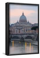 St. Peter's Basilica, the River Tiber and Ponte Sant'Angelo at Dusk, Rome, Lazio, Italy-Stuart Black-Framed Photographic Print