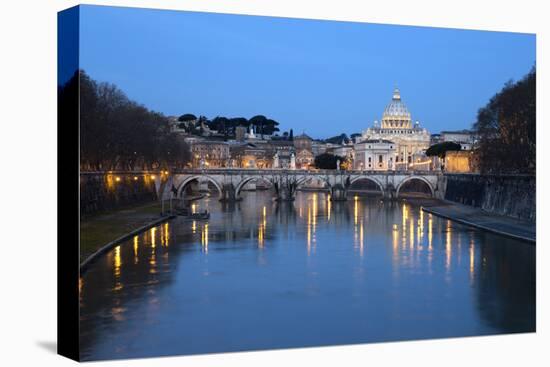 St. Peter's Basilica, the River Tiber and Ponte Sant'Angelo at Night, Rome, Lazio, Italy-Stuart Black-Stretched Canvas