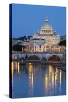 St. Peter's Basilica, the River Tiber and Ponte Sant'Angelo at Night, Rome, Lazio, Italy-Stuart Black-Stretched Canvas