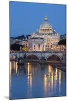 St. Peter's Basilica, the River Tiber and Ponte Sant'Angelo at Night, Rome, Lazio, Italy-Stuart Black-Mounted Photographic Print