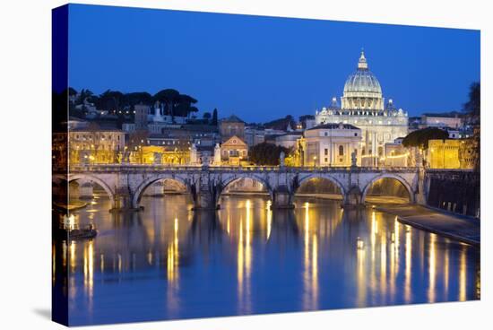 St. Peter's Basilica, the River Tiber and Ponte Sant'Angelo at Night, Rome, Lazio, Italy-Stuart Black-Stretched Canvas