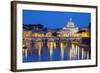 St. Peter's Basilica, the River Tiber and Ponte Sant'Angelo at Night, Rome, Lazio, Italy-Stuart Black-Framed Photographic Print