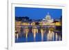 St. Peter's Basilica, the River Tiber and Ponte Sant'Angelo at Night, Rome, Lazio, Italy-Stuart Black-Framed Photographic Print