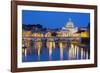 St. Peter's Basilica, the River Tiber and Ponte Sant'Angelo at Night, Rome, Lazio, Italy-Stuart Black-Framed Photographic Print