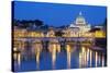 St. Peter's Basilica, the River Tiber and Ponte Sant'Angelo at Night, Rome, Lazio, Italy-Stuart Black-Stretched Canvas