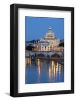 St. Peter's Basilica, the River Tiber and Ponte Sant'Angelo at Night, Rome, Lazio, Italy-Stuart Black-Framed Photographic Print