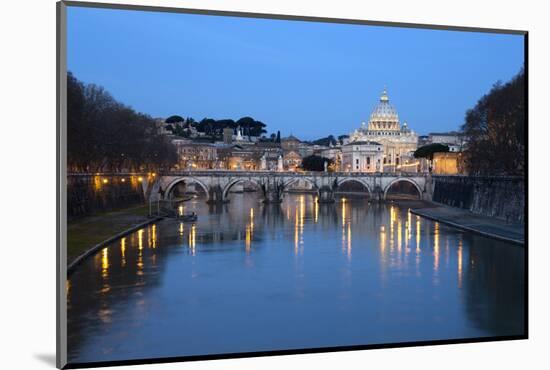 St. Peter's Basilica, the River Tiber and Ponte Sant'Angelo at Night, Rome, Lazio, Italy-Stuart Black-Mounted Photographic Print