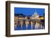 St. Peter's Basilica, the River Tiber and Ponte Sant'Angelo at Night, Rome, Lazio, Italy-Stuart Black-Framed Photographic Print