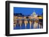 St. Peter's Basilica, the River Tiber and Ponte Sant'Angelo at Night, Rome, Lazio, Italy-Stuart Black-Framed Photographic Print