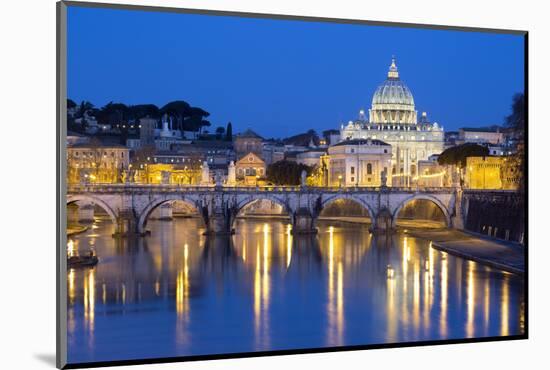 St. Peter's Basilica, the River Tiber and Ponte Sant'Angelo at Night, Rome, Lazio, Italy-Stuart Black-Mounted Photographic Print