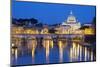 St. Peter's Basilica, the River Tiber and Ponte Sant'Angelo at Night, Rome, Lazio, Italy-Stuart Black-Mounted Photographic Print