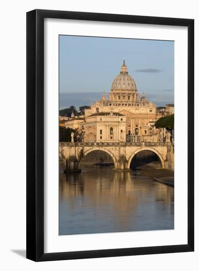 St. Peter's Basilica, the River Tiber and Ponte Sant'Angelo, Rome, Lazio, Italy-Stuart Black-Framed Premium Photographic Print