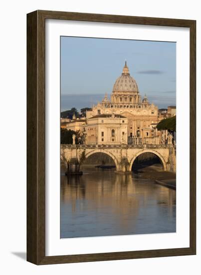 St. Peter's Basilica, the River Tiber and Ponte Sant'Angelo, Rome, Lazio, Italy-Stuart Black-Framed Photographic Print