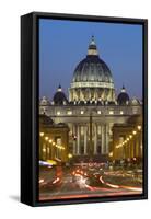 St. Peter's Basilica Viewed Along Via Della Conciliazione at Night, Rome, Lazio, Italy-Stuart Black-Framed Stretched Canvas