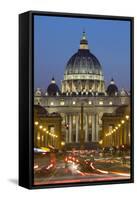 St. Peter's Basilica Viewed Along Via Della Conciliazione at Night, Rome, Lazio, Italy-Stuart Black-Framed Stretched Canvas