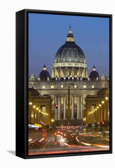 St. Peter's Basilica Viewed Along Via Della Conciliazione at Night, Rome, Lazio, Italy-Stuart Black-Framed Stretched Canvas
