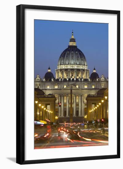 St. Peter's Basilica Viewed Along Via Della Conciliazione at Night, Rome, Lazio, Italy-Stuart Black-Framed Photographic Print