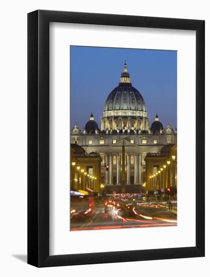 St. Peter's Basilica Viewed Along Via Della Conciliazione at Night, Rome, Lazio, Italy-Stuart Black-Framed Photographic Print